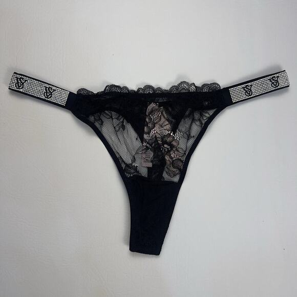 2 Victoria's Secret Very Sexy Rhinestone Shine Logo Thong String Panties S.XL - Picture 3 of 12